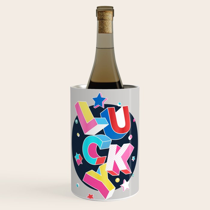 LUCKY Typography Wine Chiller Gallery Image 1