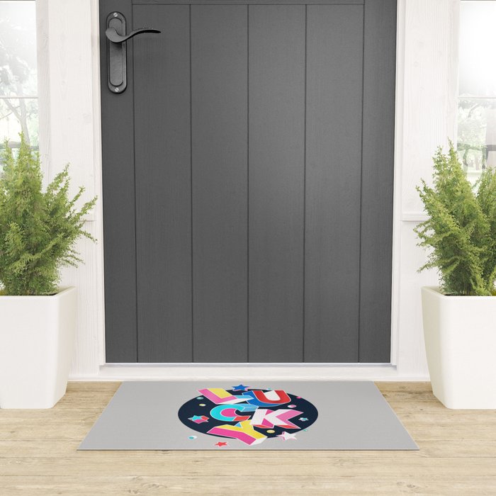 LUCKY Typography Welcome Mat Gallery Image 3