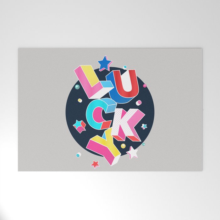 LUCKY Typography Welcome Mat Gallery Image 1