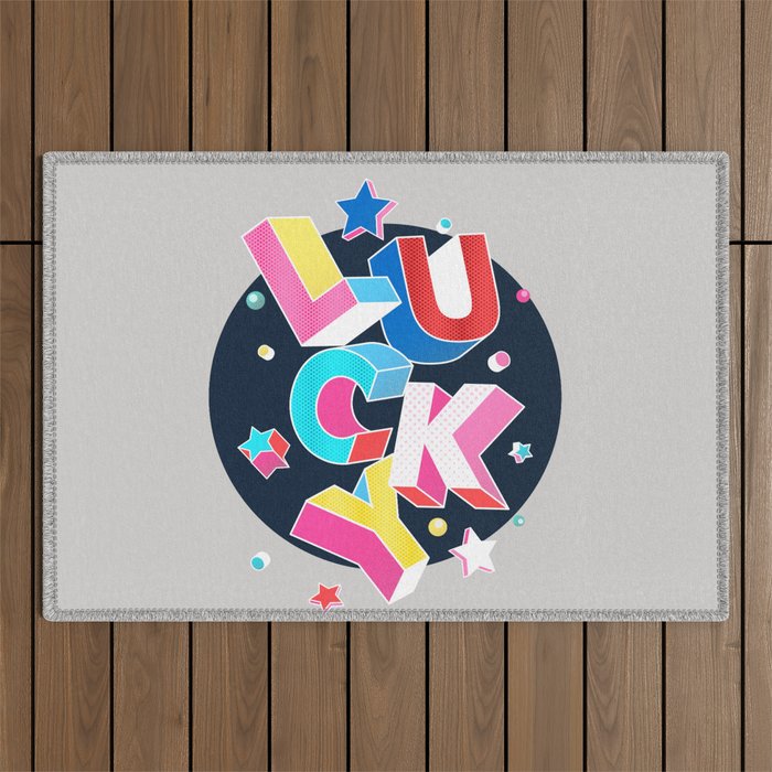 LUCKY Typography Outdoor Rug Gallery Image 1