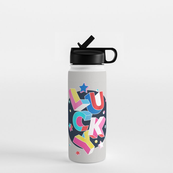 LUCKY Typography Water Bottle Gallery Image 1