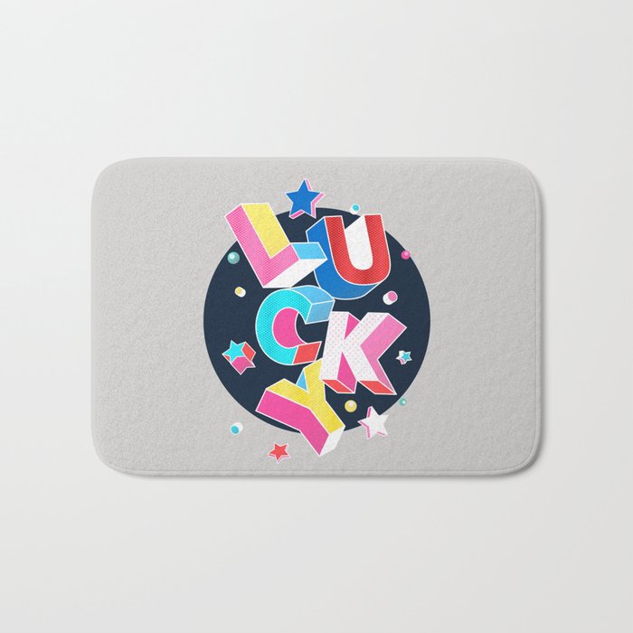 LUCKY Typography Bath Mat Gallery Image 1