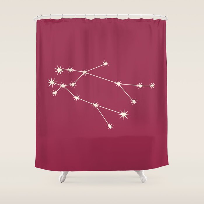 Gemini Zodiac Star Constellation Line Art Pink Shower Curtain Gallery Image 1