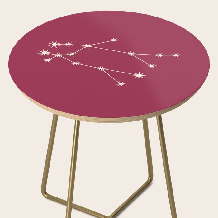 Gemini Zodiac Star Constellation Line Art Pink Side Table Gallery Image 2