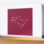 Gemini Zodiac Star Constellation Line Art Pink Wall Mural Gallery Image 2