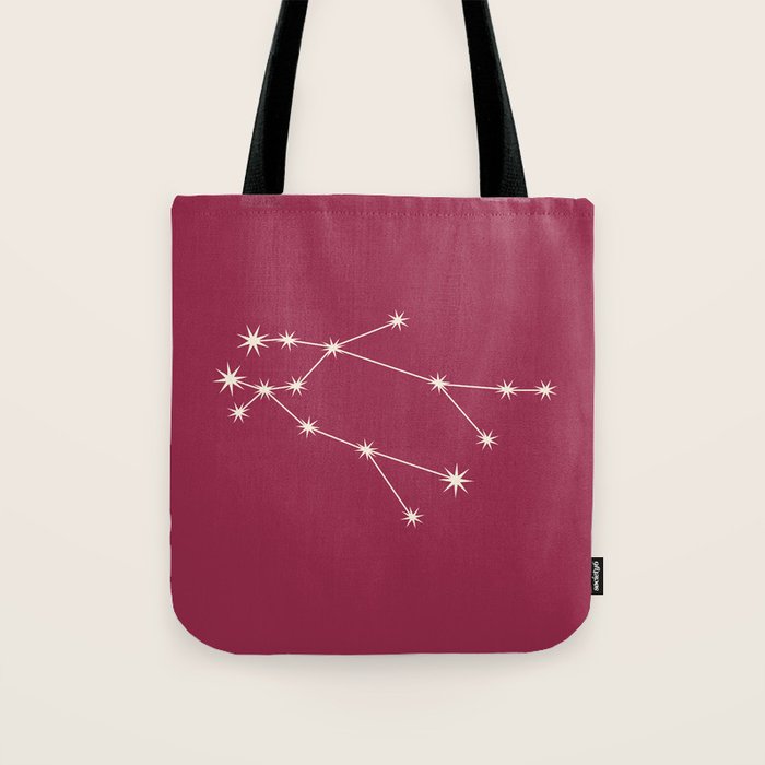 Gemini Zodiac Star Constellation Line Art Pink Tote Bag Gallery Image 1