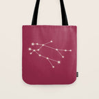 Gemini Zodiac Star Constellation Line Art Pink Tote Bag Gallery Image 1