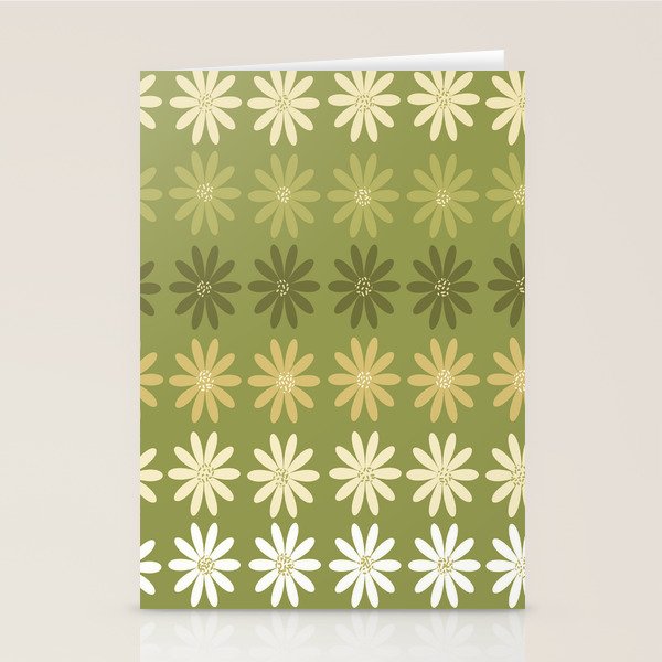 Ombre Abstract Daisies on Olive Green Stationery Card Gallery Image 2