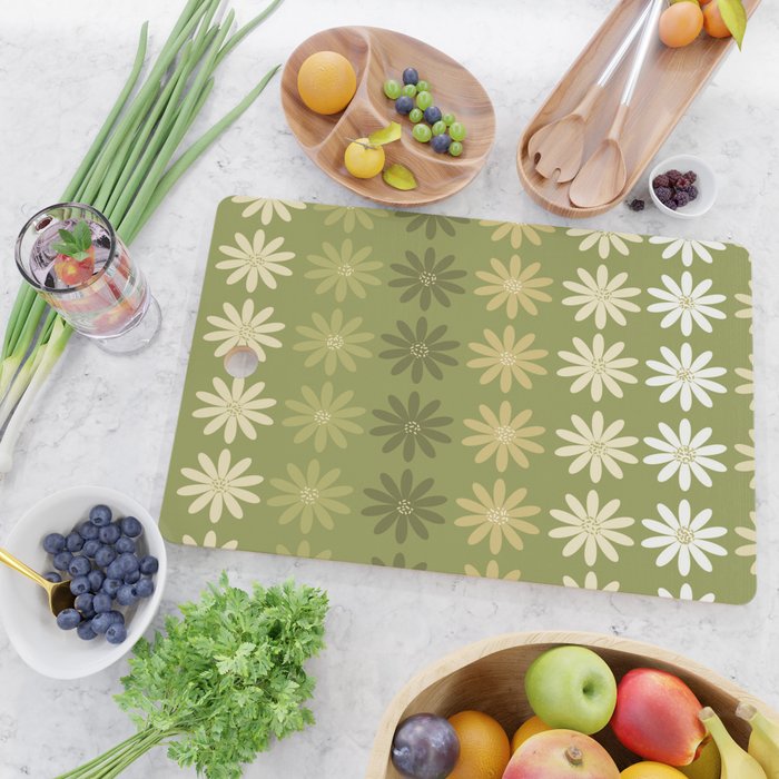 Ombre Abstract Daisies on Olive Green Cutting Board Gallery Image 2