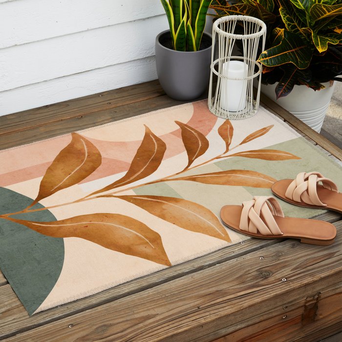 Tropical Leaf- Abstract Art 25 Outdoor Rug Gallery Image 2