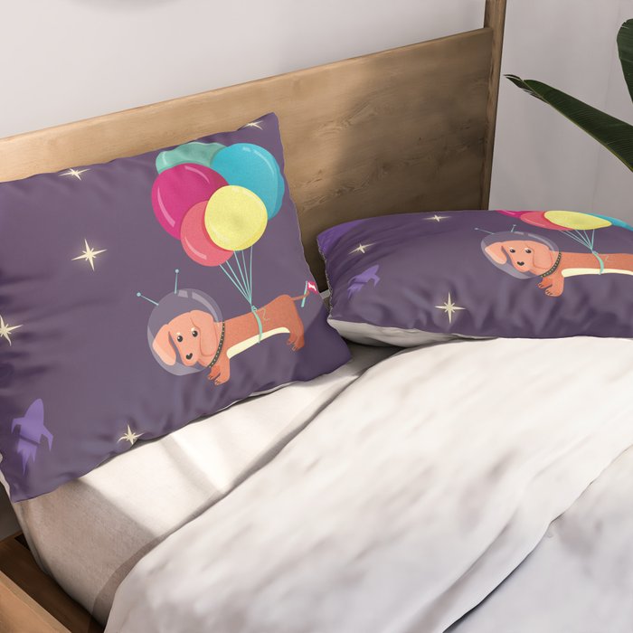 Galaxy Dog with balloons Pillow Sham Gallery Image 2