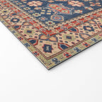Red And Blue Madallion Kazak Handmade Rug Welcome Mat Gallery Image 2