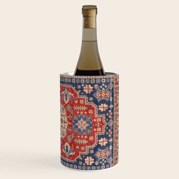 Red And Blue Madallion Kazak Handmade Rug Wine Chiller Gallery Image 3