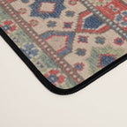 Red And Blue Madallion Kazak Handmade Rug Desk Mat Gallery Image 4