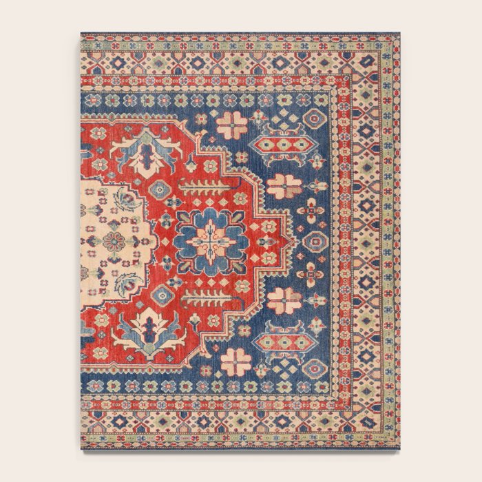 Red And Blue Madallion Kazak Handmade Rug Notebook Gallery Image 4
