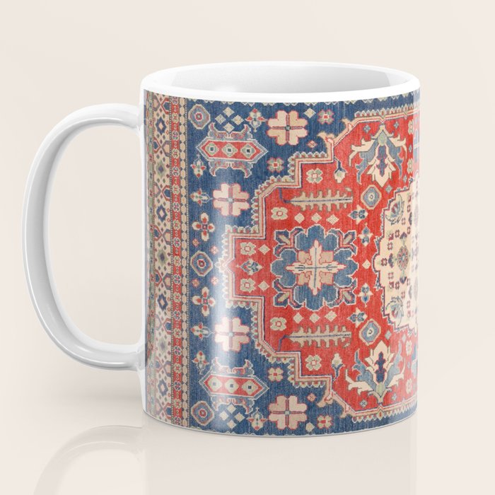 Red And Blue Madallion Kazak Handmade Rug Coffee Mug Gallery Image 3