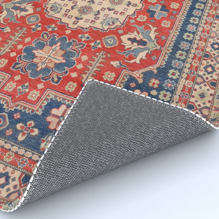 Red And Blue Madallion Kazak Handmade Rug Rug Gallery Image 4