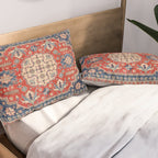 Red And Blue Madallion Kazak Handmade Rug Pillow Sham Gallery Image 2