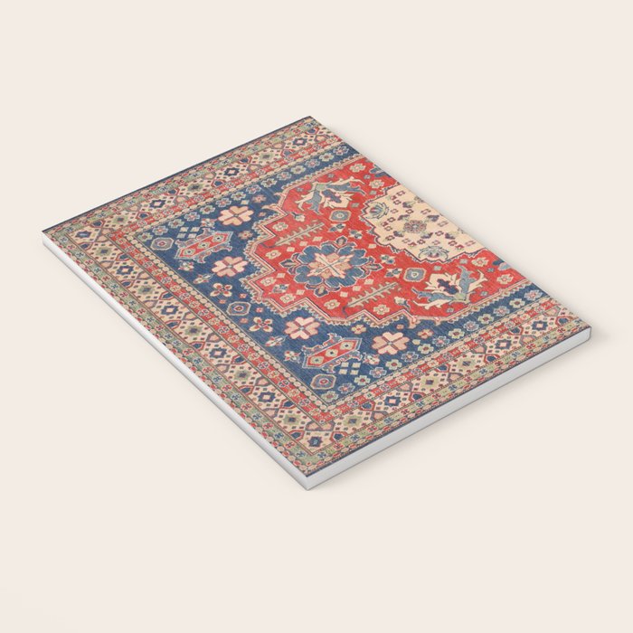 Red And Blue Madallion Kazak Handmade Rug Notebook Gallery Image 3