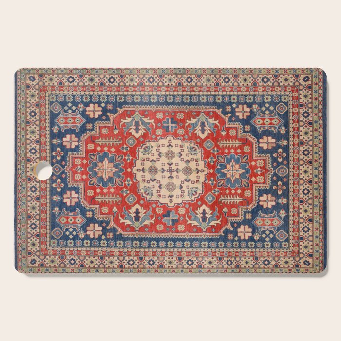 Red And Blue Madallion Kazak Handmade Rug Cutting Board Gallery Image 1