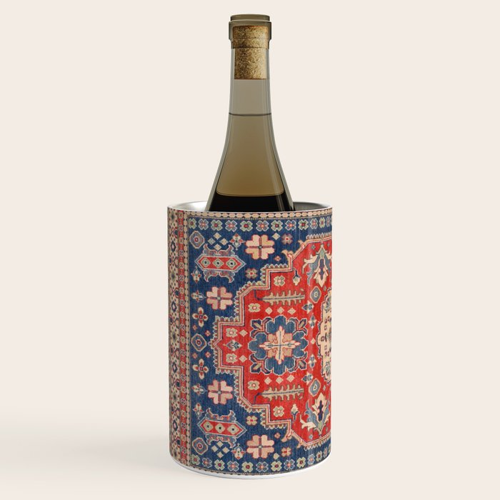Red And Blue Madallion Kazak Handmade Rug Wine Chiller Gallery Image 2