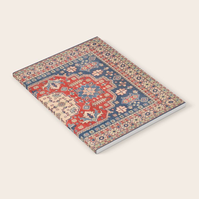 Red And Blue Madallion Kazak Handmade Rug Notebook