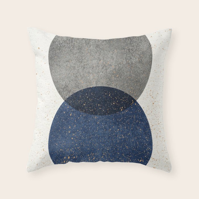 Circle Abstract - Grey Navy Texture Throw Pillow Gallery Image 1