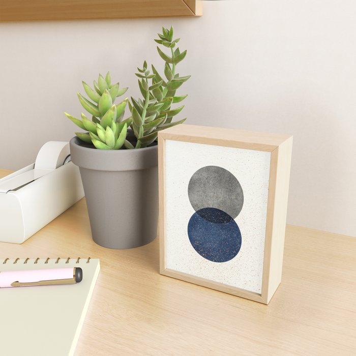 Circle Abstract - Grey Navy Texture Mini Art Print Gallery Image 2