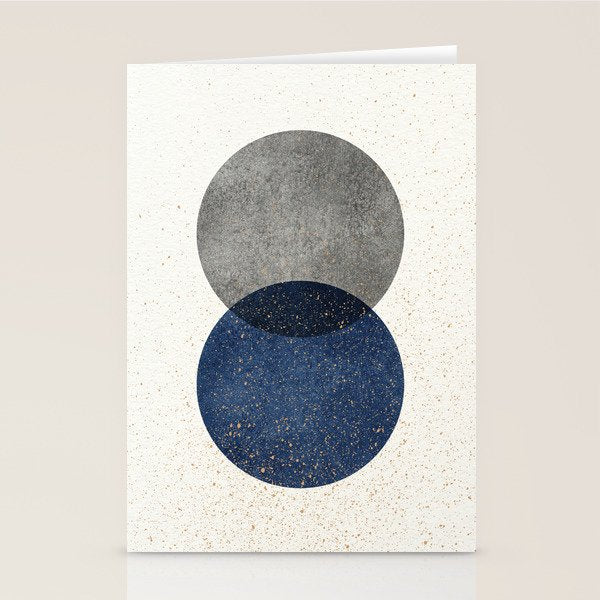 Circle Abstract - Grey Navy Texture Stationery Card Gallery Image 2