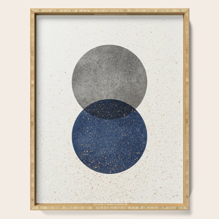 Circle Abstract - Grey Navy Texture Serving Tray Gallery Image 1