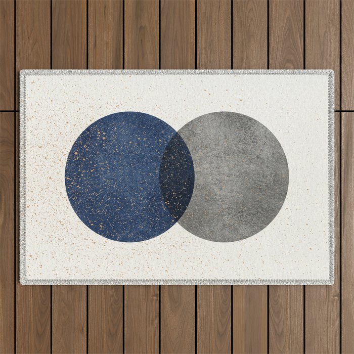 Circle Abstract - Grey Navy Texture Outdoor Rug Gallery Image 1
