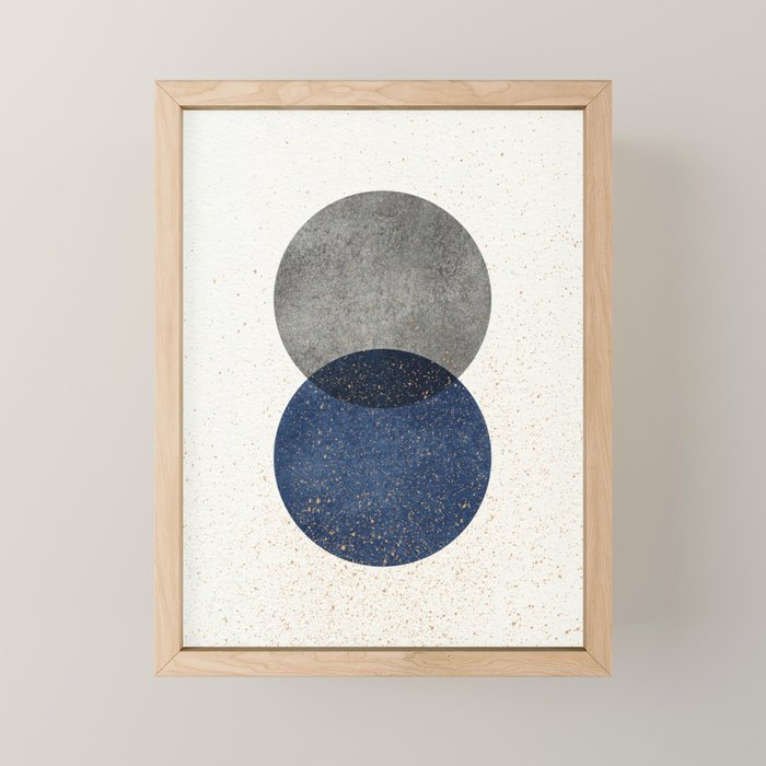 Circle Abstract - Grey Navy Texture Mini Art Print Gallery Image 1