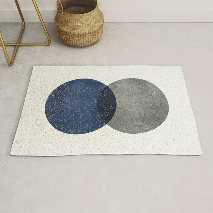 Circle Abstract - Grey Navy Texture Rug Gallery Image 1