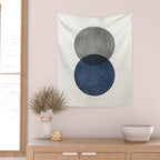 Circle Abstract - Grey Navy Texture Wall Tapestry Gallery Image 2