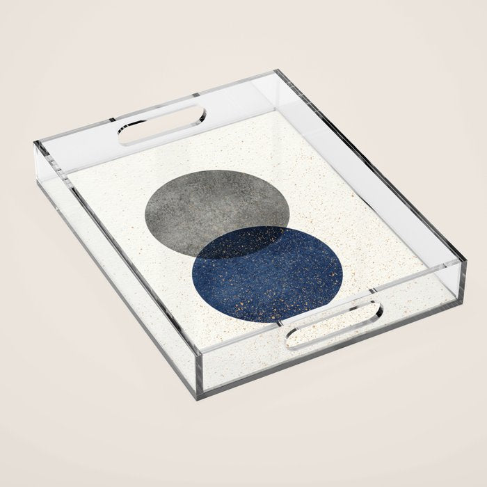 Circle Abstract - Grey Navy Texture Acrylic Tray Gallery Image 1