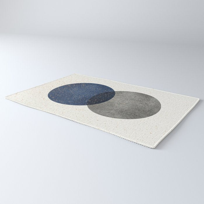 Circle Abstract - Grey Navy Texture Rug Gallery Image 3