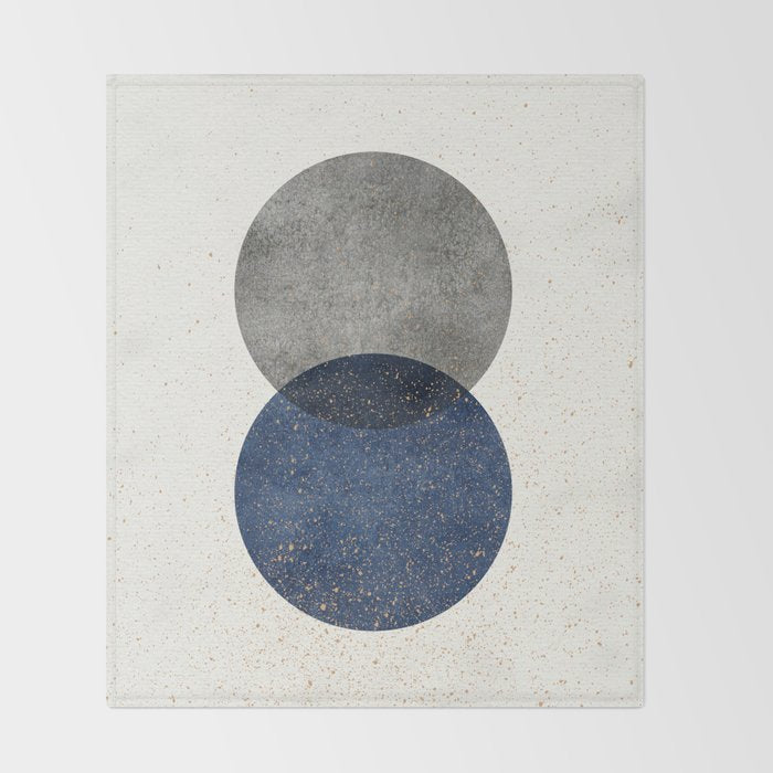 Circle Abstract - Grey Navy Texture Throw Blanket Gallery Image 2