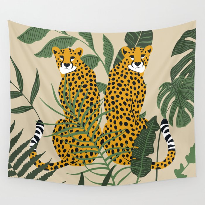 Palm Jungle Cheetah Prints Wall Tapestry Gallery Image 4