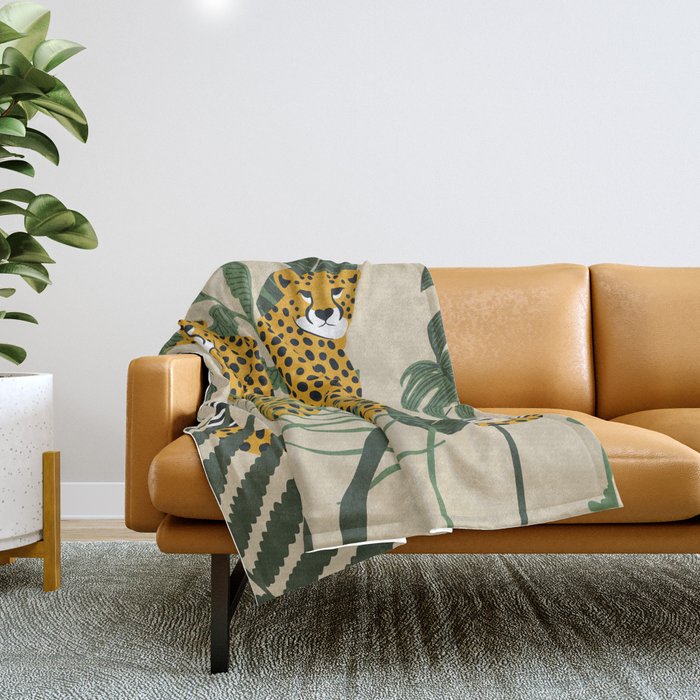 Palm Jungle Cheetah Prints Throw Blanket Gallery Image 1