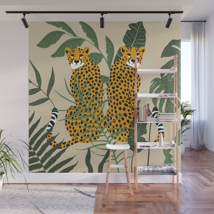 Palm Jungle Cheetah Prints Wall Mural Gallery Image 1