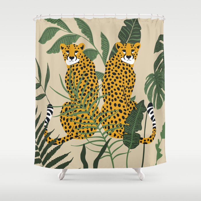 Palm Jungle Cheetah Prints Shower Curtain Gallery Image 1