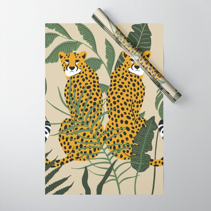 Palm Jungle Cheetah Prints Wrapping Paper Gallery Image 1