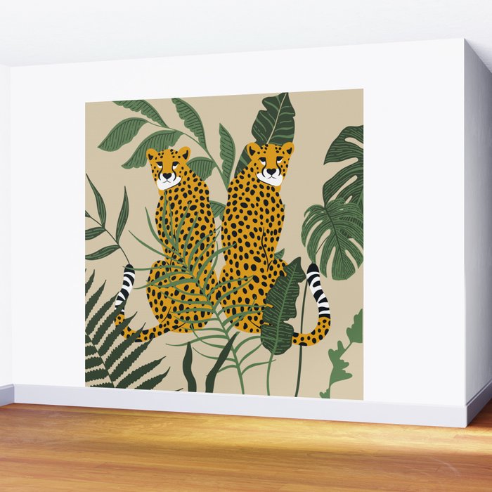 Palm Jungle Cheetah Prints Wall Mural Gallery Image 2