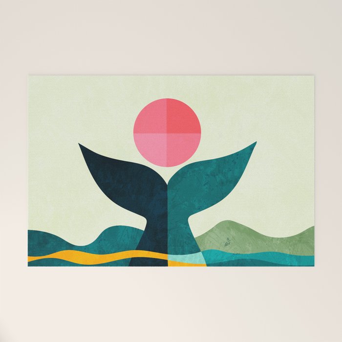 mid century whale sun sea Welcome Mat Gallery Image 1