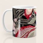 Oriental exotic chintz bamboo red flowers on black Coffee Mug Gallery Image 3