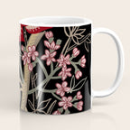 Oriental exotic chintz bamboo red flowers on black Coffee Mug Gallery Image 1