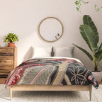 Oriental exotic chintz bamboo red flowers on black Comforter Gallery Image 3
