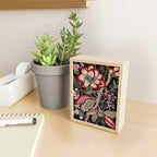 Oriental exotic chintz bamboo red flowers on black Mini Art Print Gallery Image 2