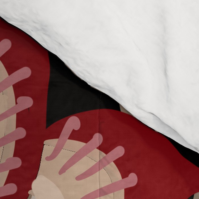 Oriental exotic chintz bamboo red flowers on black Comforter Gallery Image 4