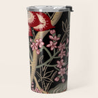 Oriental exotic chintz bamboo red flowers on black Travel Mug Gallery Image 2